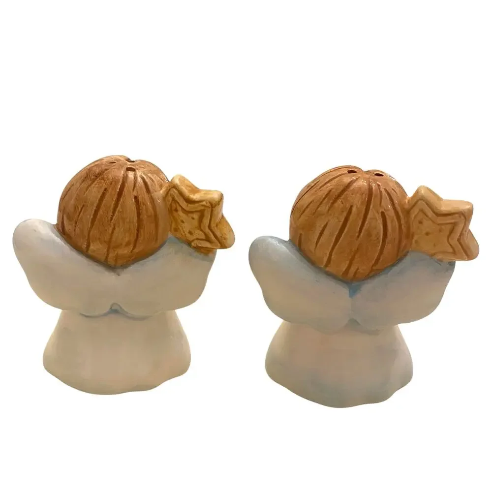 Two Vintage Ceramic Angel Girls Salt and Pepper Shakers - Christmas Table Decor